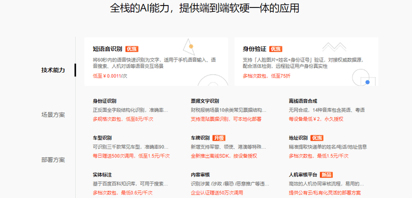 百度AI开放平台